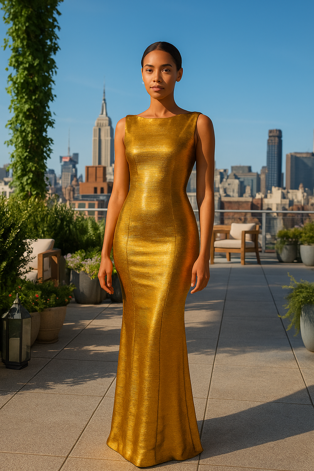 Gold Satin Dress